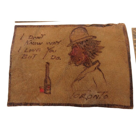 Vintage Leather Postcards With Humorous Illustrations and Quotes - Picture 2 of 10